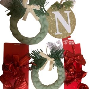 Green and Gold Holiday Wreath with Evergreen Foliage